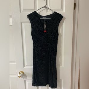 NWT New Women Design Black Animal Print Asher Knotted Dress